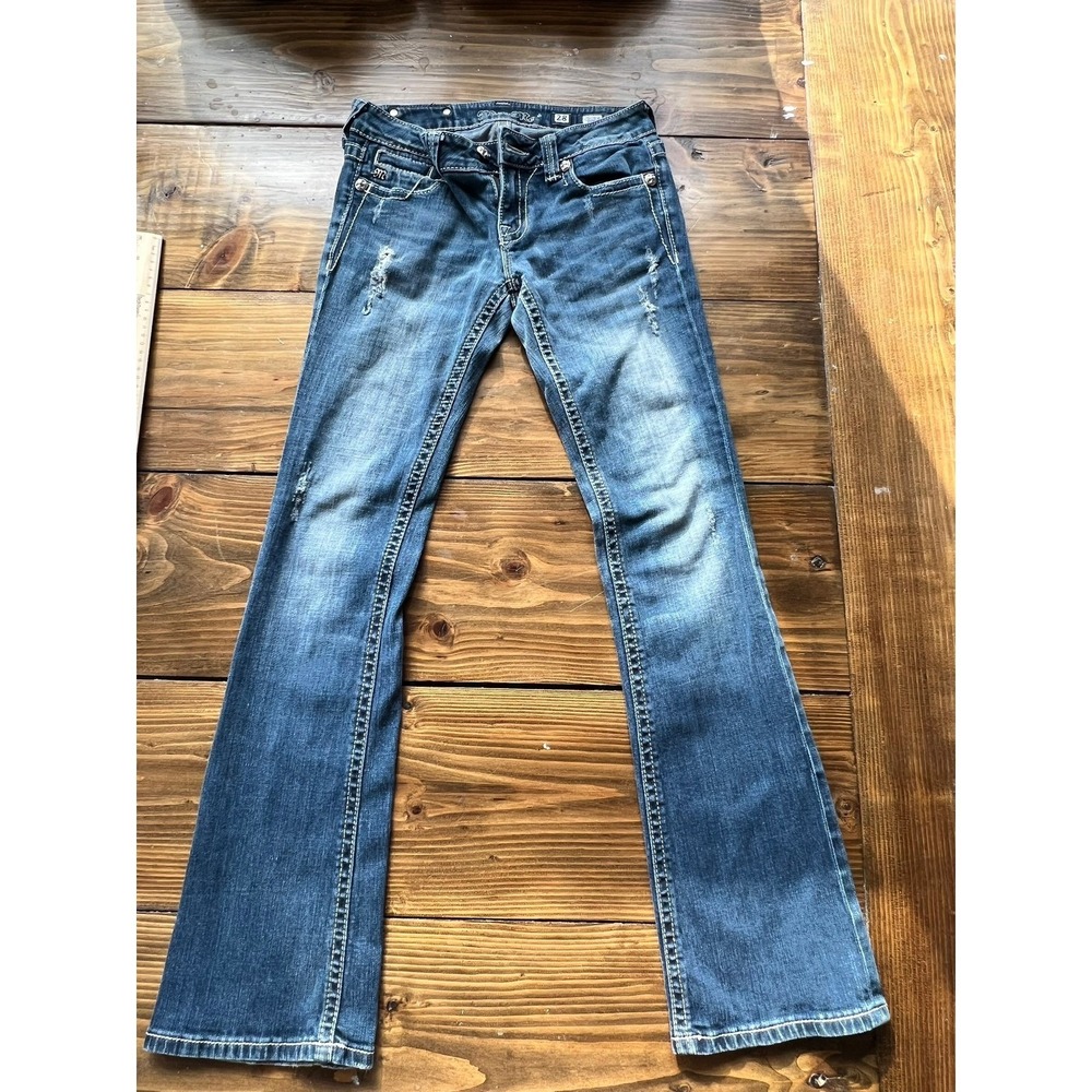 Miss Me JP5070-2L Bootcut Jeans Size 28 Medium Wash Embellished Cross Wings Dist